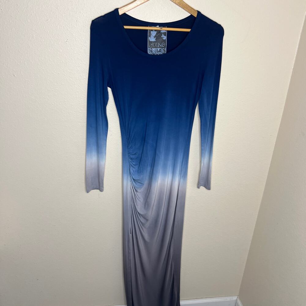 Young Fabulous & Broke Blue Gray Ombre Long Sleeve Maxi Dress XS